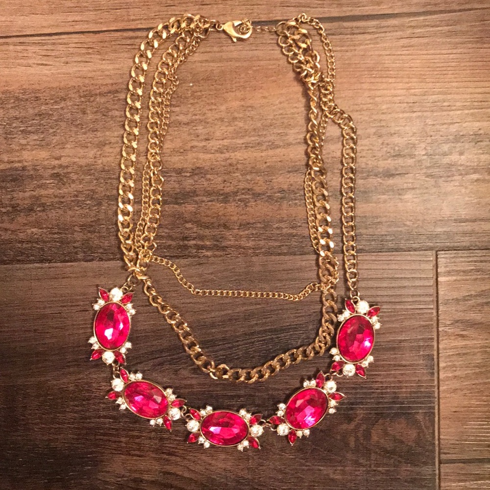 Pink & Gold Layered Statement Necklace